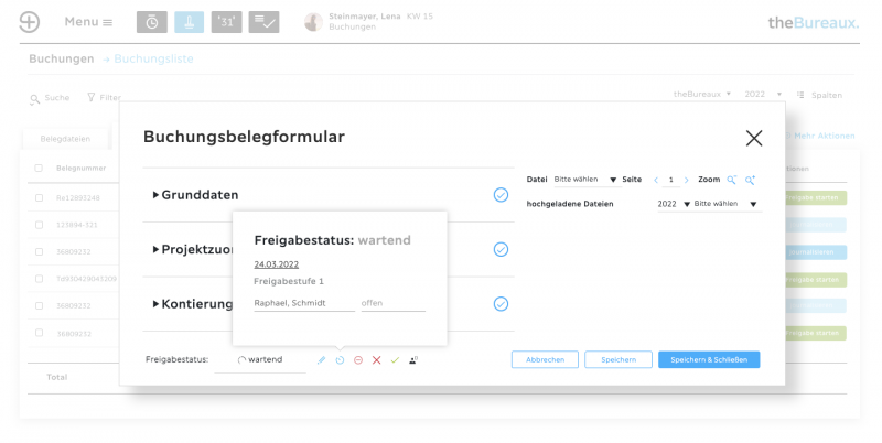 Buchhaltungsliste-Belegformular-Status