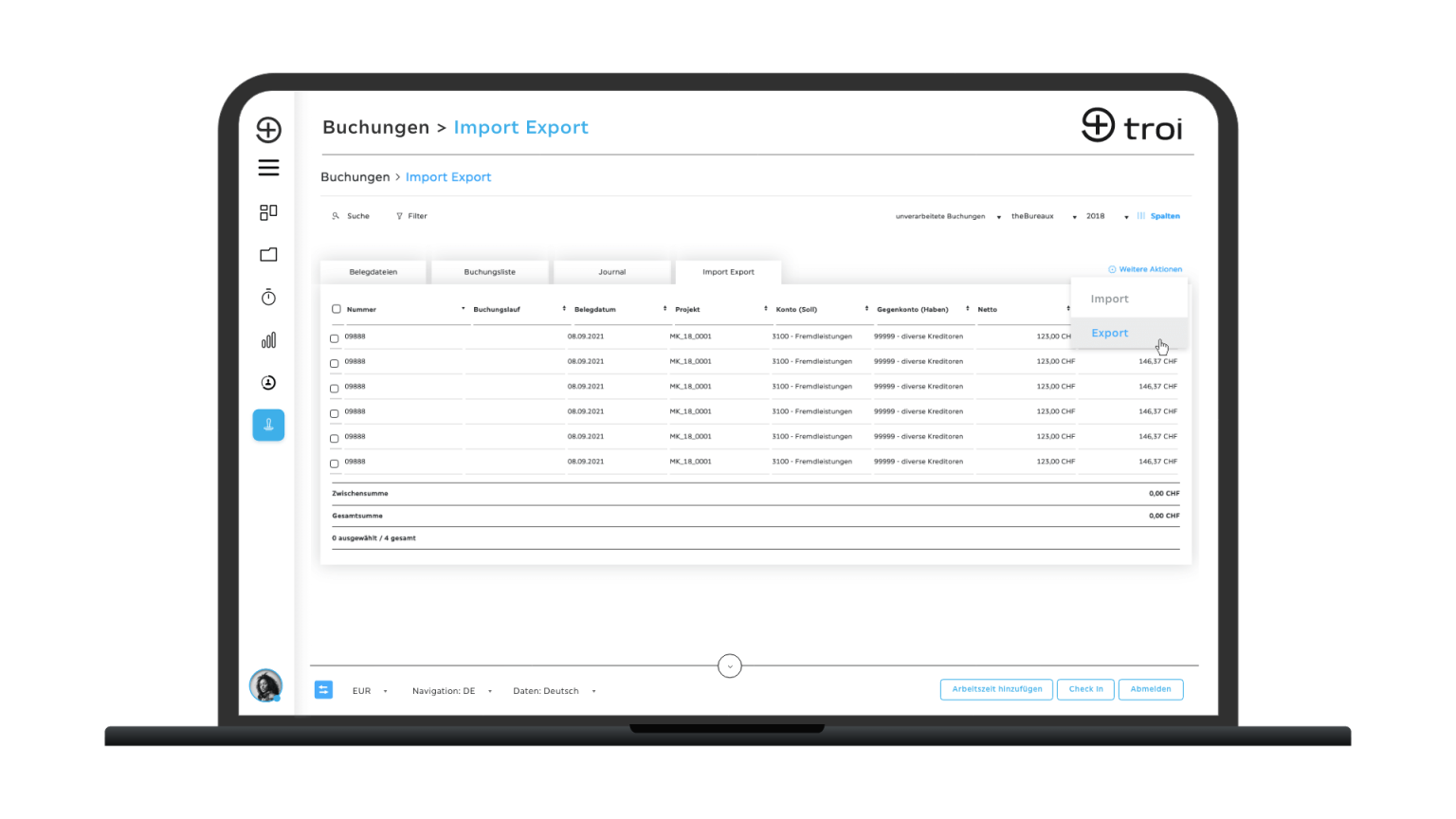 Troi Buchhaltung-Import-Export