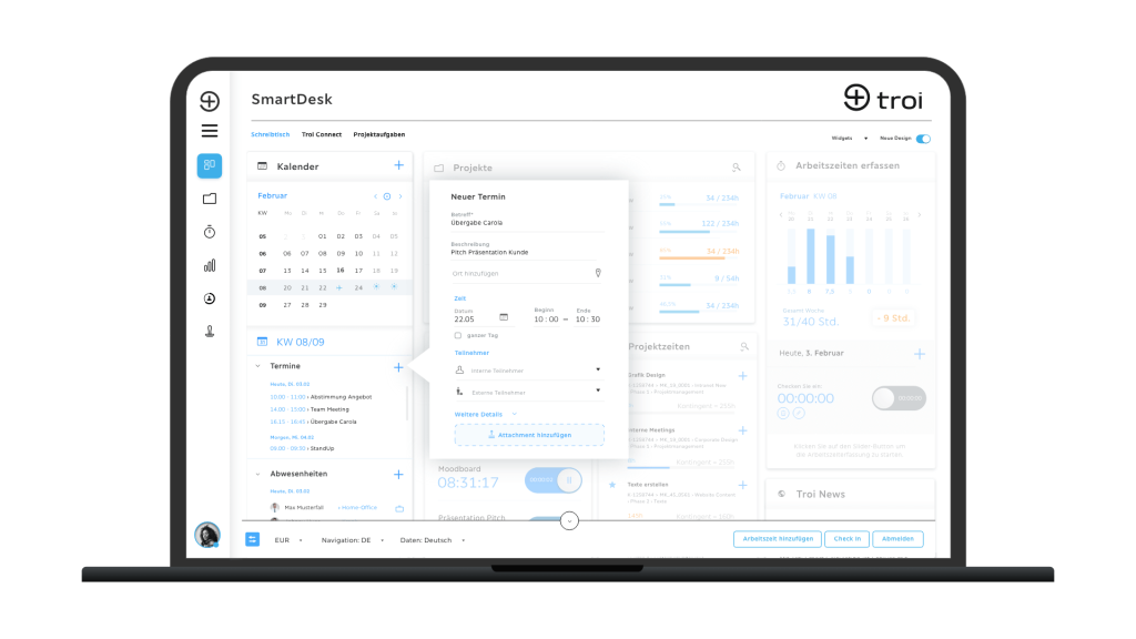 Troi Dashboard Terminkalender