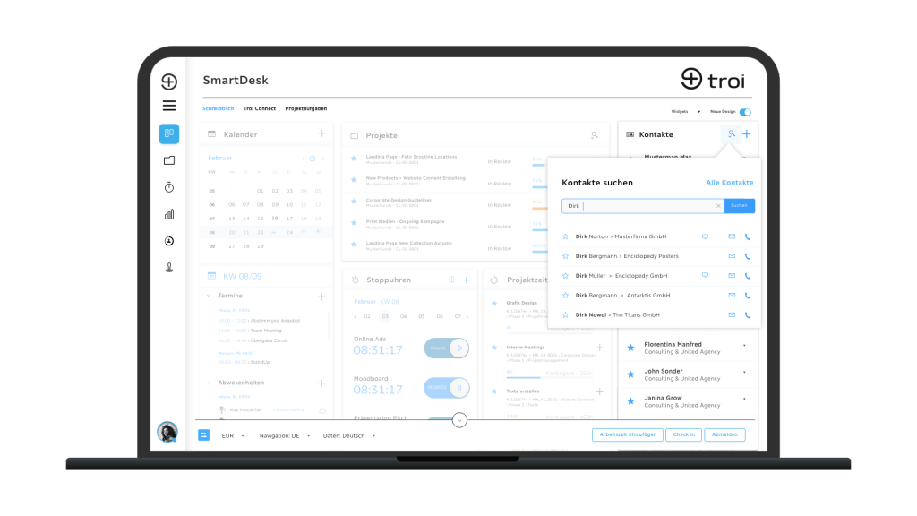 Troi Dashboard Kontakte
