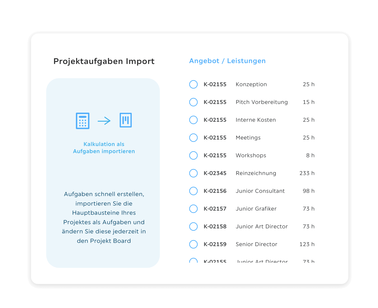 Projektaufgaben Import
